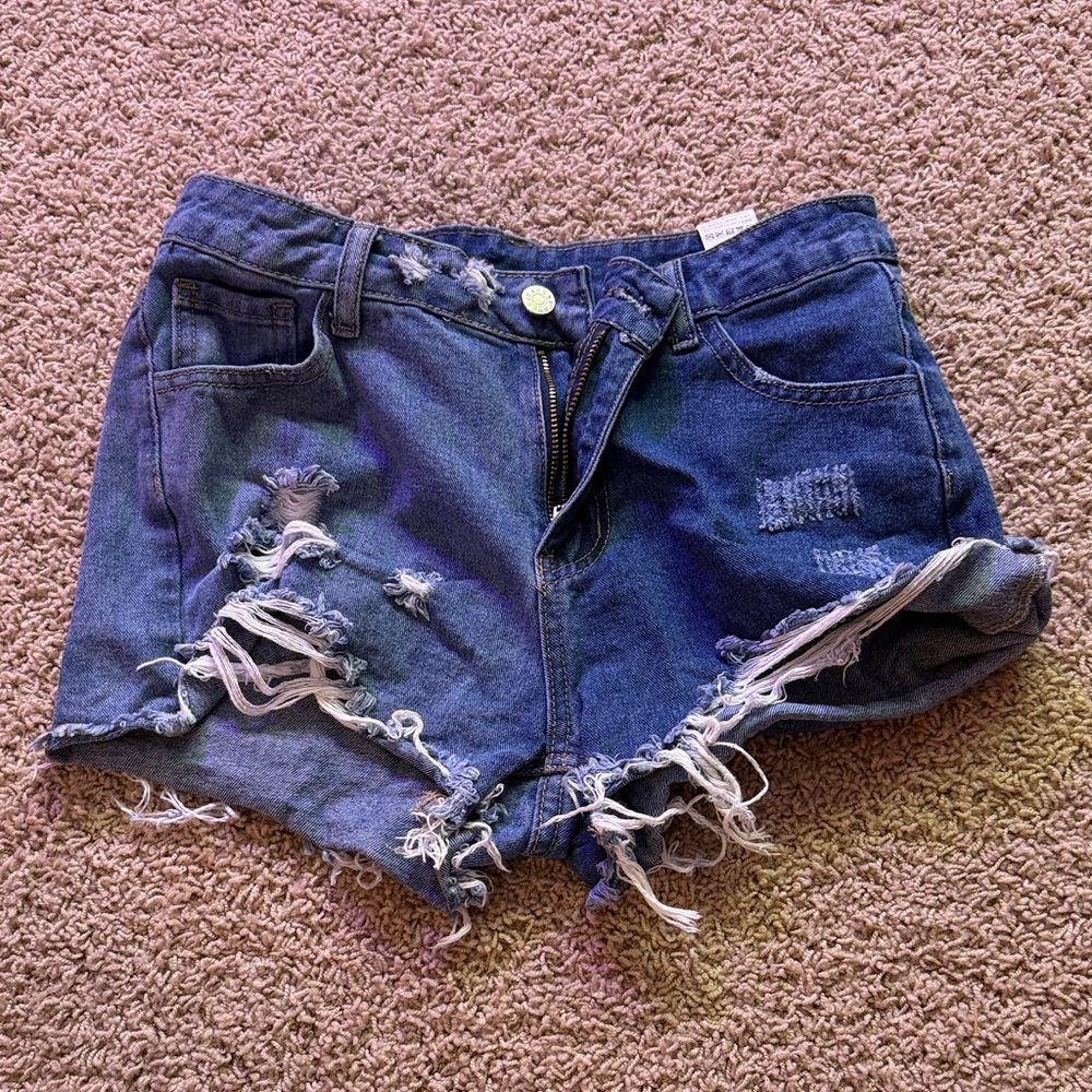 SHEIN Ripped Blue Jean Shorts